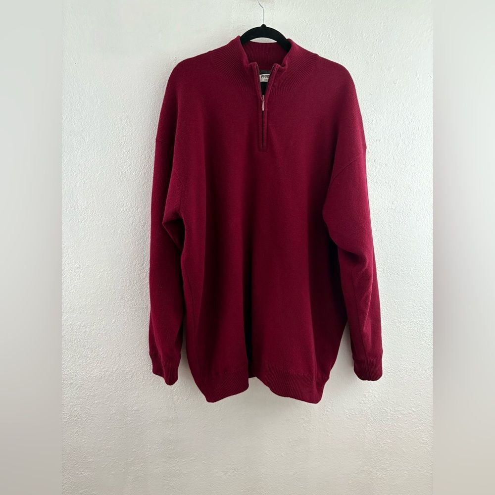Proquip half zip red golf pullover lambswool sweater size XXL